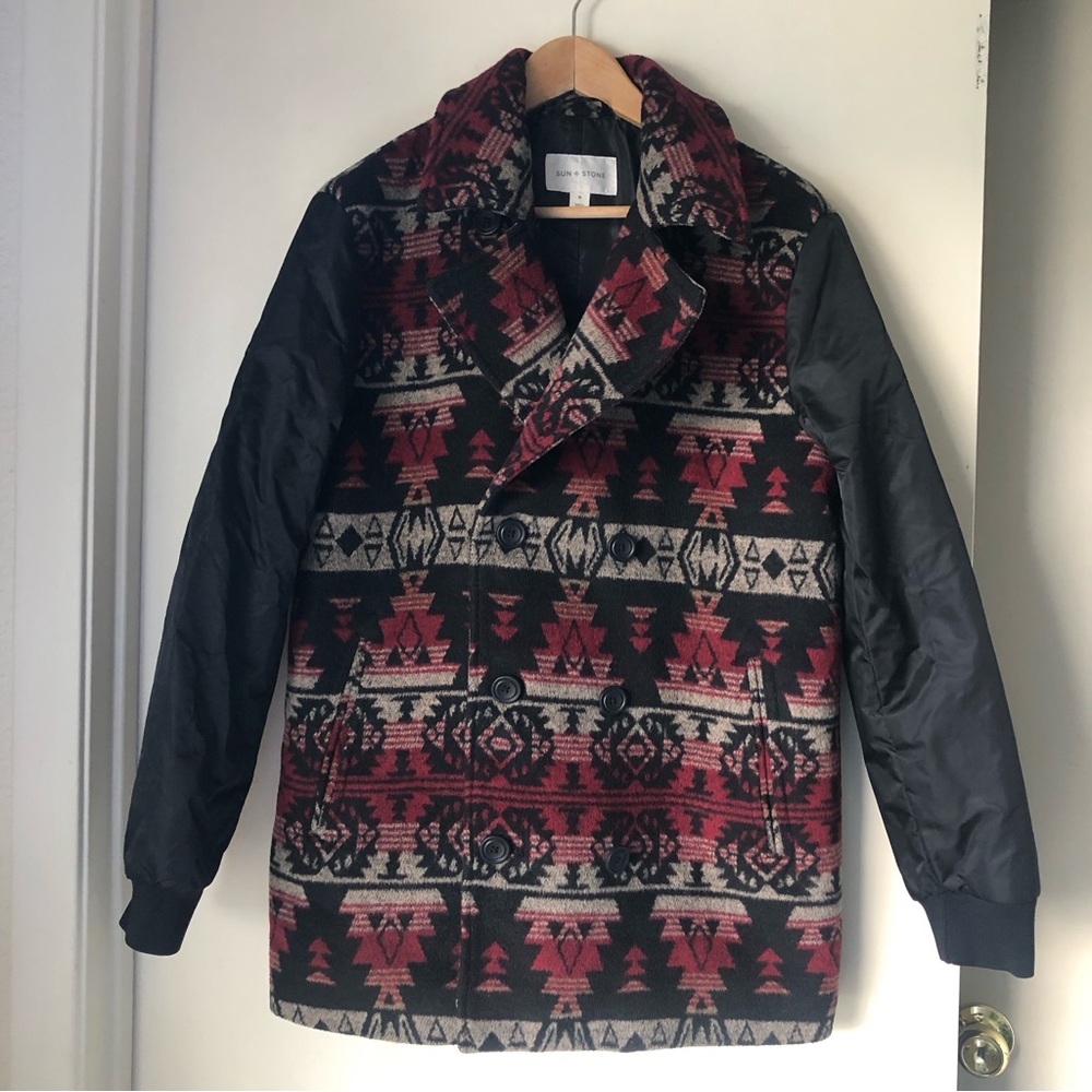 Southwestern double breasted jacket, wool blend